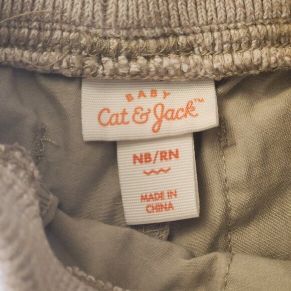 Cat & Jack Baby Newborn Khaki Shorts – Neutral Elastic Waist w/ Drawstring - Picture 4 of 5